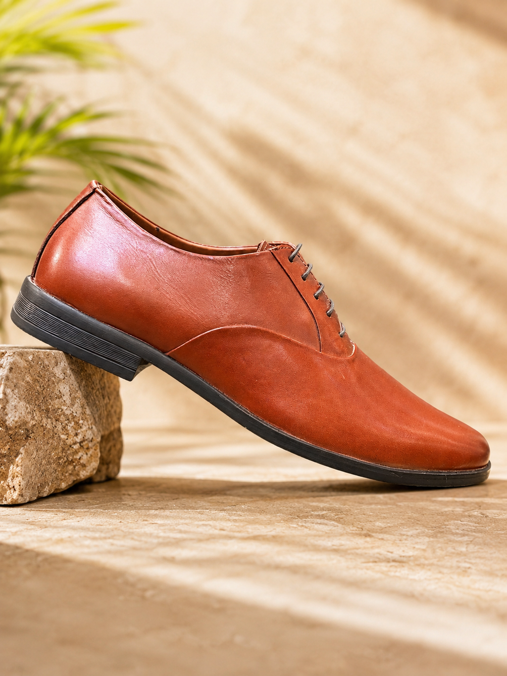 Formal tan shoes leather