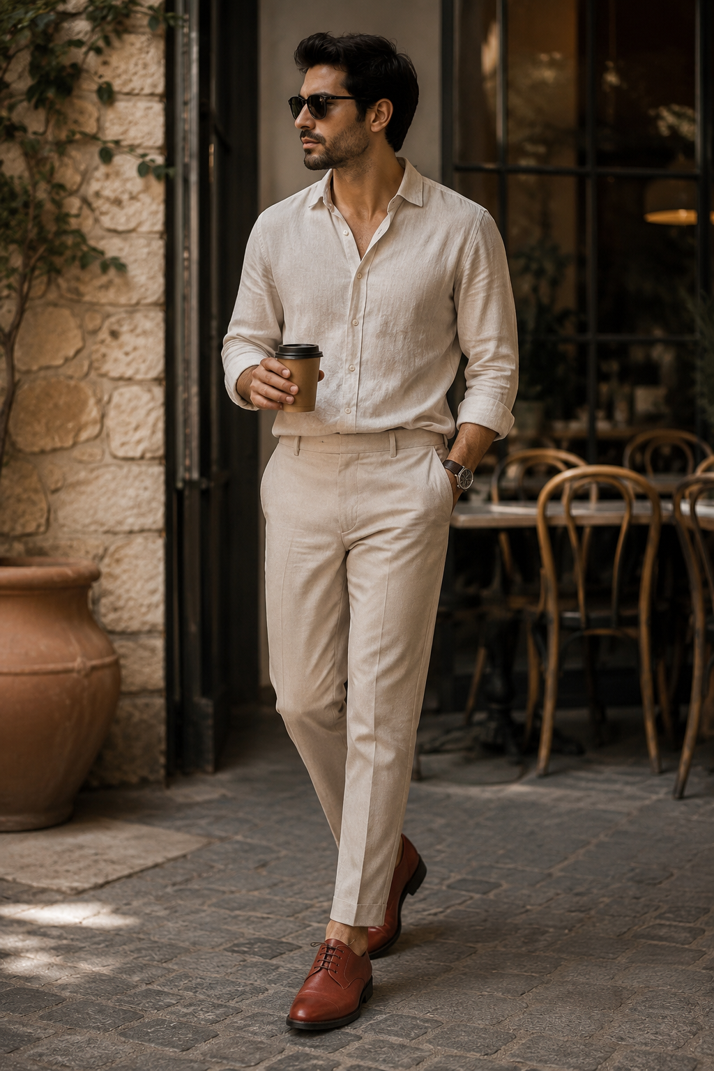 Formal tan shoes leather
