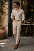 Formal tan shoes leather
